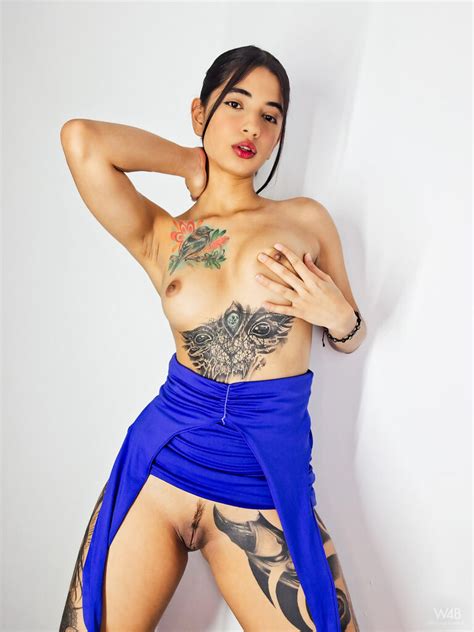 Glamorous Latina Teen Tormenta Shows Her Inked Body In Her Sexy Blue Dress By Watch Beauty