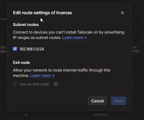 tailscale truecharts exit node option  greyed   insight
