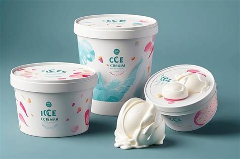 Plastic Ice Cream Tub Container Mockup 3d White Paper Yogurt Round