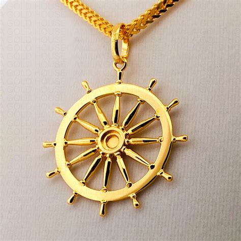 22k Gold Navy Sailor Ship Wheel Pendant Amila Gold House
