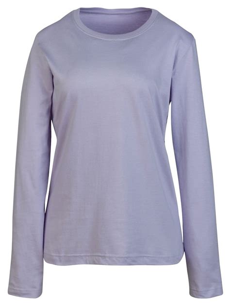 Lat Apparel Womens Lilac Purple Ladies Long Sleeve T Shirt Crew