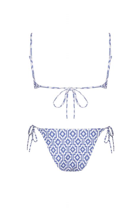 Corfu Vela Bikini Tie White And Blue Robin Collection Robin Collection
