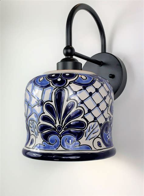 Ceramic Wall Light | Mexican Talavera Pottery | Vintage Retro Style