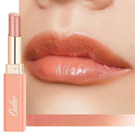 Amazon Oulac Moisture Peach Nude Lipstick In Shimmer Lipstick Lip Balm Shimmer
