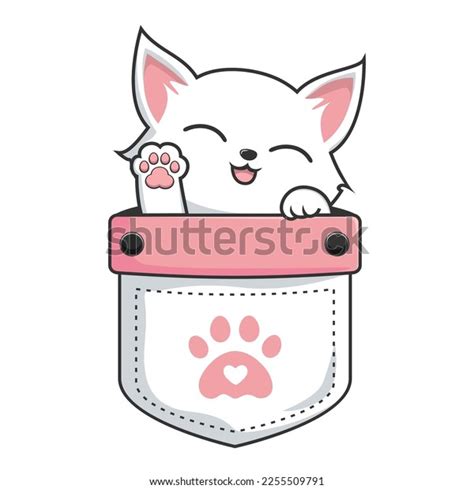 White Cat Pocket Cute White Pussy Stock Vector Royalty Free 2255509791 Shutterstock