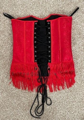 Dreamgirl Corset Top Lingerie Red Lace Up Zip Sexy Fringe Shapewear Love Size Ebay