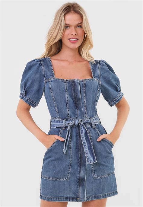 Vestido Jeans Da Colcci - Vestido Jeans Colcci Curto Mangas Bufantes Azul - Compre Agora | Dafiti ...