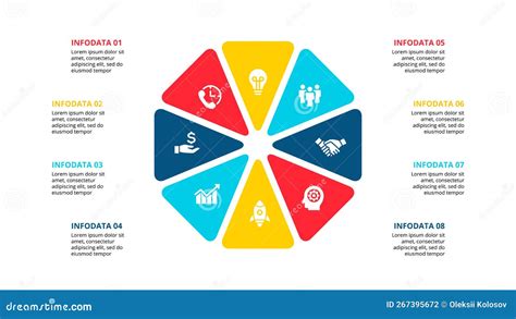 Vector Octagon Infographic With 8 Options For Presentation Stock Vector