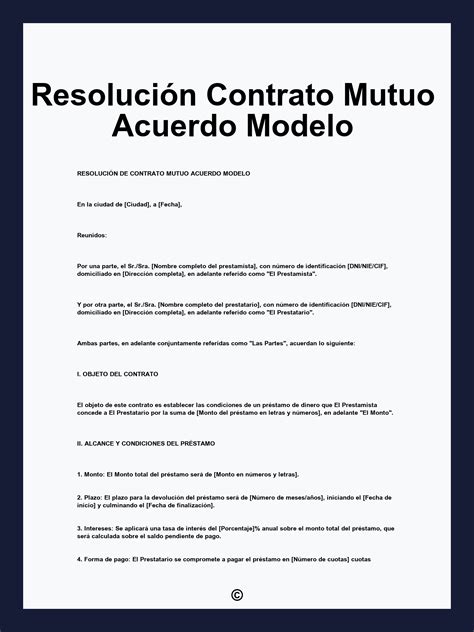 Resolución Contrato Mutuo Acuerdo Modelo
