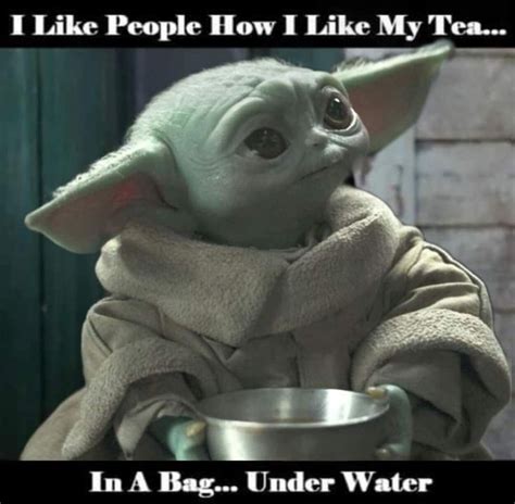 The Baby Yoda Is Holding A Metal Bowl With Water In It And Says I Like