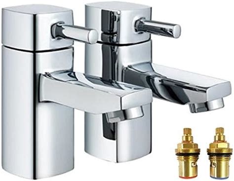 Hot Cold Turn Levers Basin Taps With Spare Cartridges Ice Bigamart