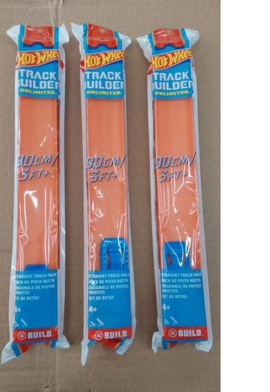 KIT 3 Pacote De Pista Track Builder Hot Wheels Kit Reta Laranja MATTEL Pistas Magazine