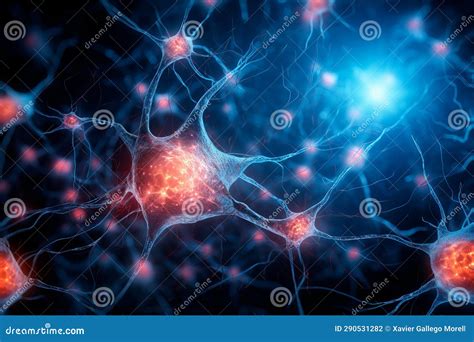 Electrical Activity Of Neurons Inside A Human Brain Stock Photo Image