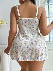 Two Piece Plus Size Sexy Lingerie Dress Set With Mesh Print And Lace Splicing SHEIN USA