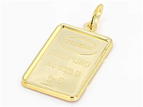 24k Yellow Gold 5g Ingot Pendant With 10k Yellow Gold Frame - AU2097