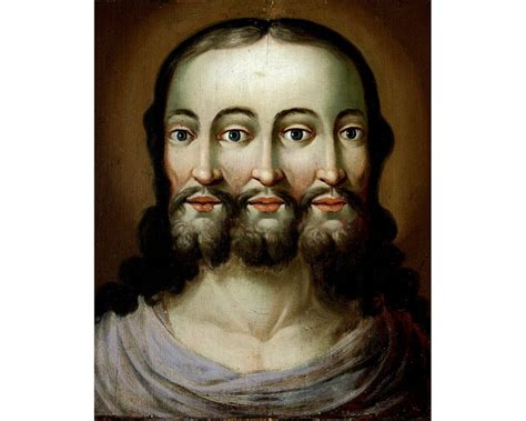 Three Faced Jesus Art Print Trifacial Trinity Triple Jesus Christ