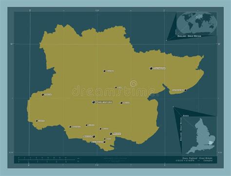 Essex England Great Britain Solid Labelled Points Of Cities Stock