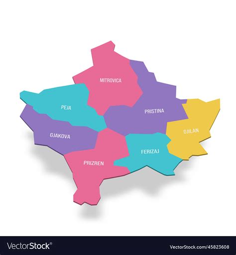 Kosovo Political Map Of Administrative Divisions Vector Image