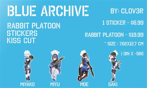 Clov3r Rabbit Platoon Blue Archive Stickers Ft Mediaworks