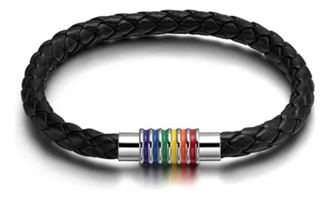 Pulseira Bracelete Arco Ris Lgbt Couro Orgulho Gay Parcelamento Sem Juros