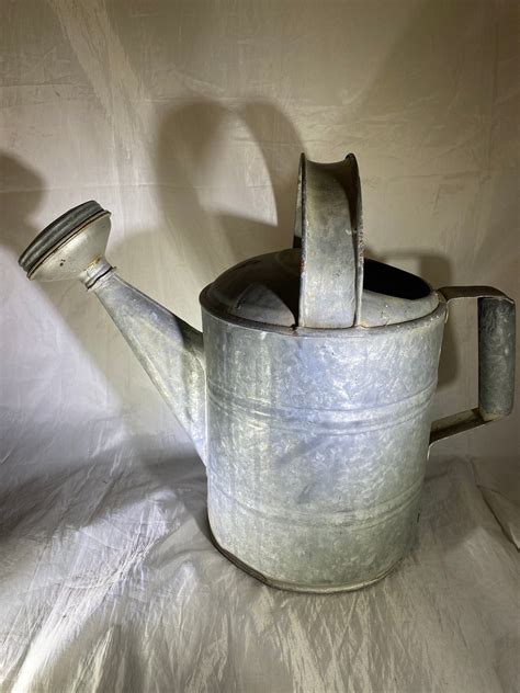 Vintage Galvanized Metal Watering Can Etsy Metal Watering Can