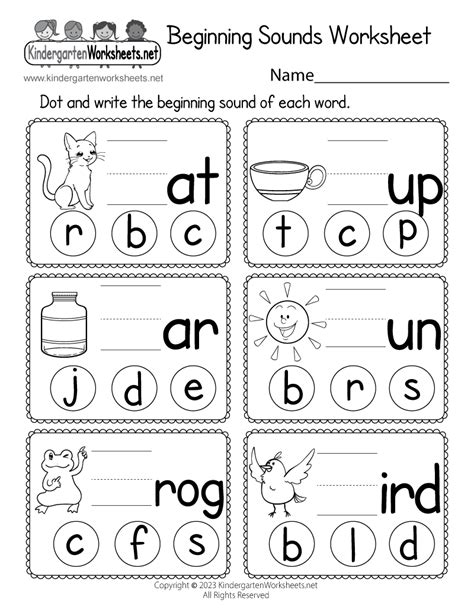 Worksheets for kindergarten printable