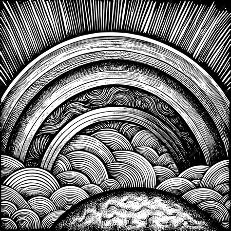 A Black And White Drawing Of A Spiral In The Center Of A Spiral