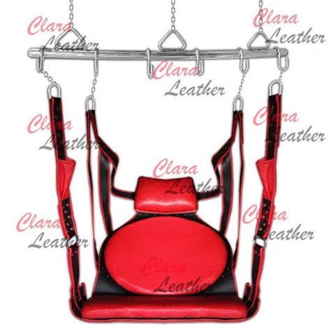 VIP Red Leather Sex Sling BDSM Bondage Swing Heavy Duty Adult BDSM Sling With Stirrups Rods