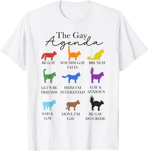 Gay Agenda Pride Rainbow Flag Lgbtq Pride Month Cat Lover T Shirt Sold By Peafowl Lorette Sku