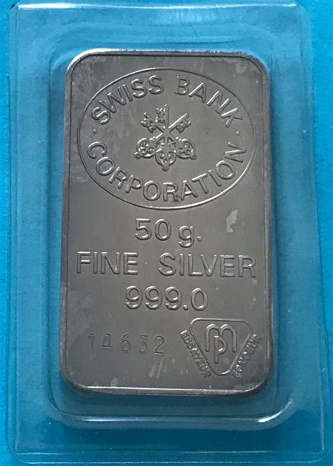 schöner 50 Gramm Silberbarren 999 0 Fne Silver Bankverein Kaufen auf