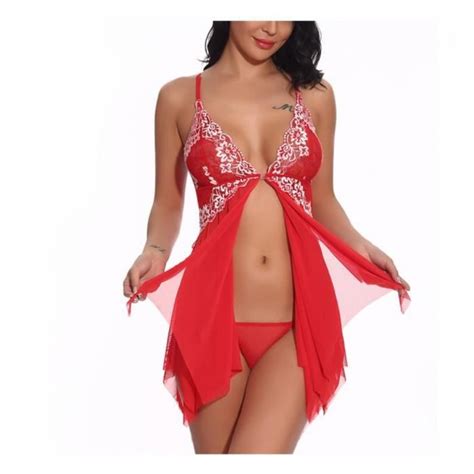 Femme Ensemble Lingerie Erotique Sexy Et Bas Dentelle Satin Strings Hot Sexy Grande Taille