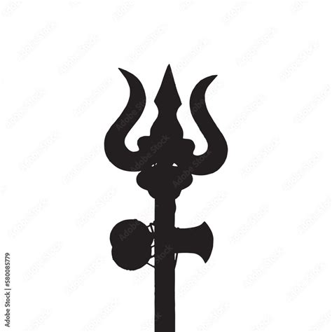 Trishul Vector Design Lord Shivas Trident With Damru Icon Black