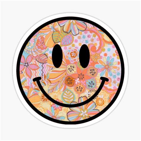 Floral Smiley Face Hippie Tiedye Trippy Psychedelic Groovy