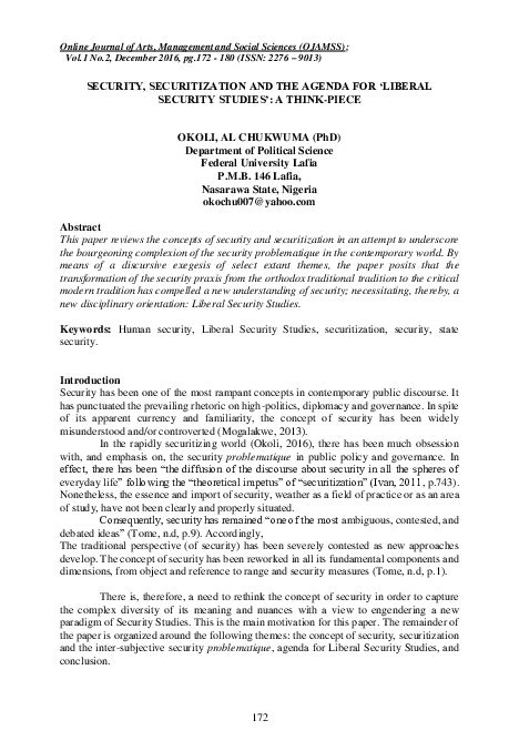security securitization   agenda  liberal security