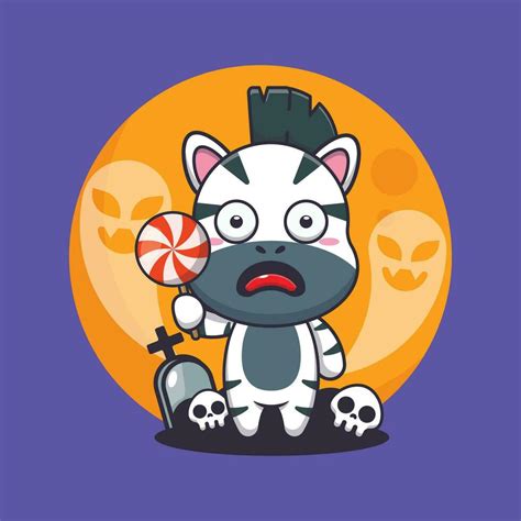 cute zebra scared by ghost in halloween day. Cute halloween cartoon illustration. 28536373 ...