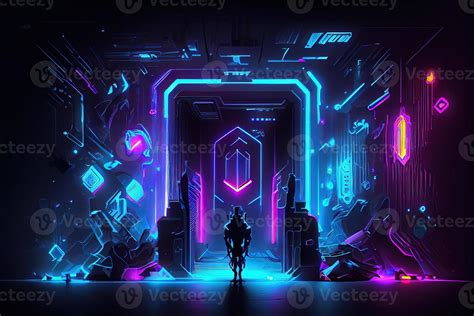 illustration of gaming background, abstract cyberpunk style of gamer ...