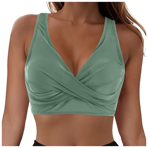 Gewsey Women S Underwire Bikini Tops Push Up Criss Cross Swim Top Swimsuit Sexy V Neck Bathing