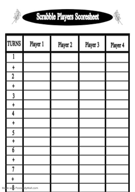 Scrabble Scoresheet Template Postermywall