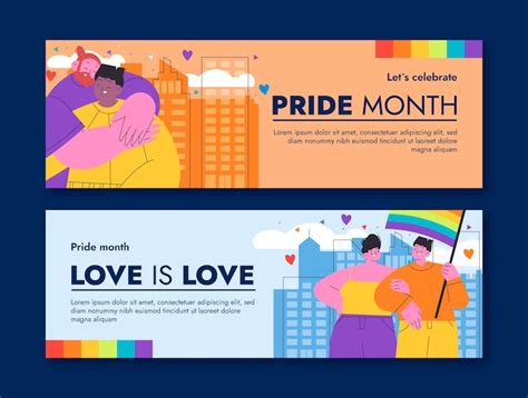 Free Vector Flat Horizontal Banner Template For Pride Month Celebration