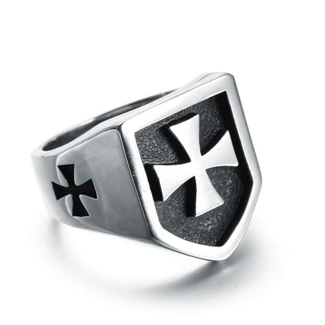 Vintage Cross Tempeliers Ring Rvs Kruisbeeld Punk Grandado