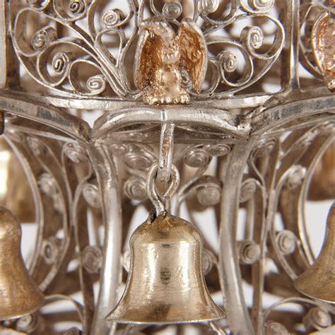 Pair of antique English silver Judaica Torah finials or Rimonim