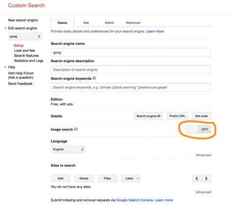enable image search  google custom search step  step guide