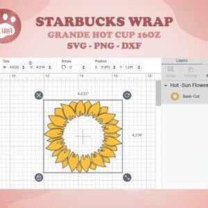 Sunflower Hot Cup SVG Cup Wrap Flower Svg Floral Svg Full Wrap For Grande Hot Cup Oz Dxf