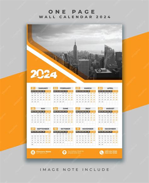 Календарь на стене 2024 Дизайн календаря 2024 одна страница одна ...