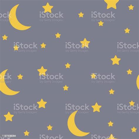 Crescent Moon And Stars Seamless Pattern Stock Illustration Download