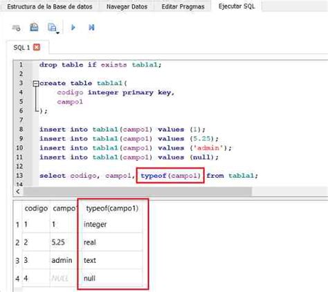 Tipos de datos dinámicos en la definición de campos en SQLite