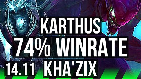 KARTHUS Vs KHA ZIX JGL 74 Winrate 23 4 11 Legendary 56k DMG