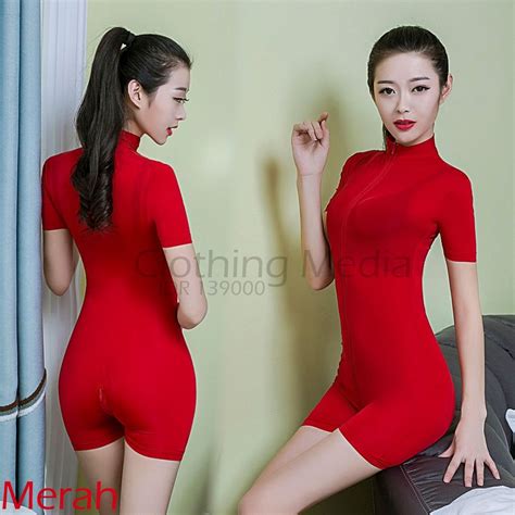 Bodysuit Silky Sepaha Jumper Dua Zipper Leotard Lingerie Mini Jumpsuit Shopee Indonesia