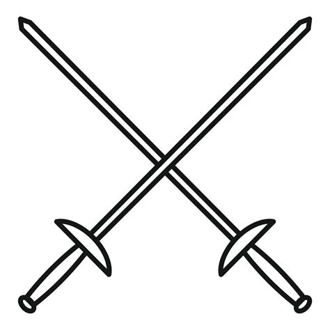 Crossed fencing sword icon, outline style 14621910 Vector Art at Vecteezy