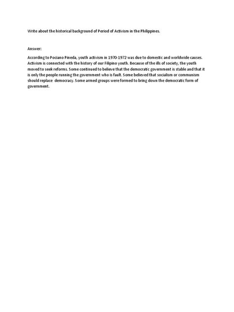 Period Of Activism In The Philippines Pdf
